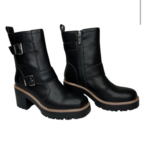 NWT Blondo waterproof Reno Black Leather Combat Boots Size 9.5 - Picture 2 of 10